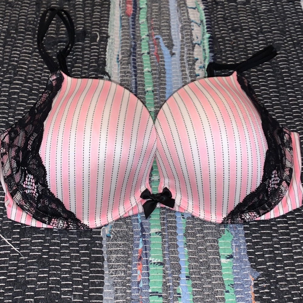 Pink and black Victoria secret push up bra